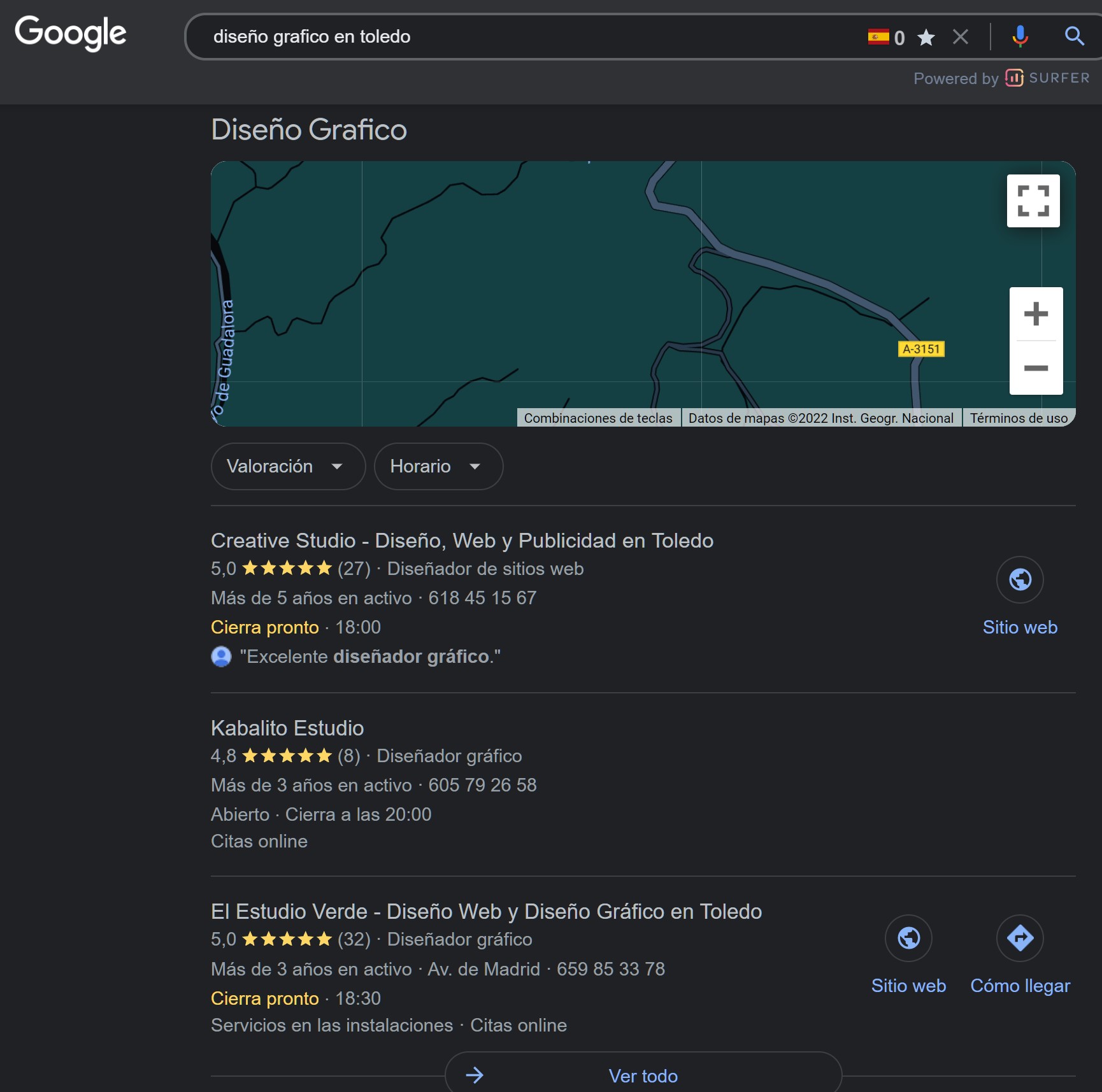 Pack local de Google Local Pack de empresas